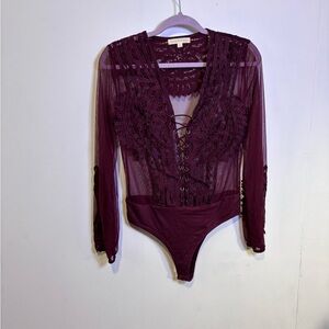Hot & Delicious Lace Bodysuit in Rich Burgundy
